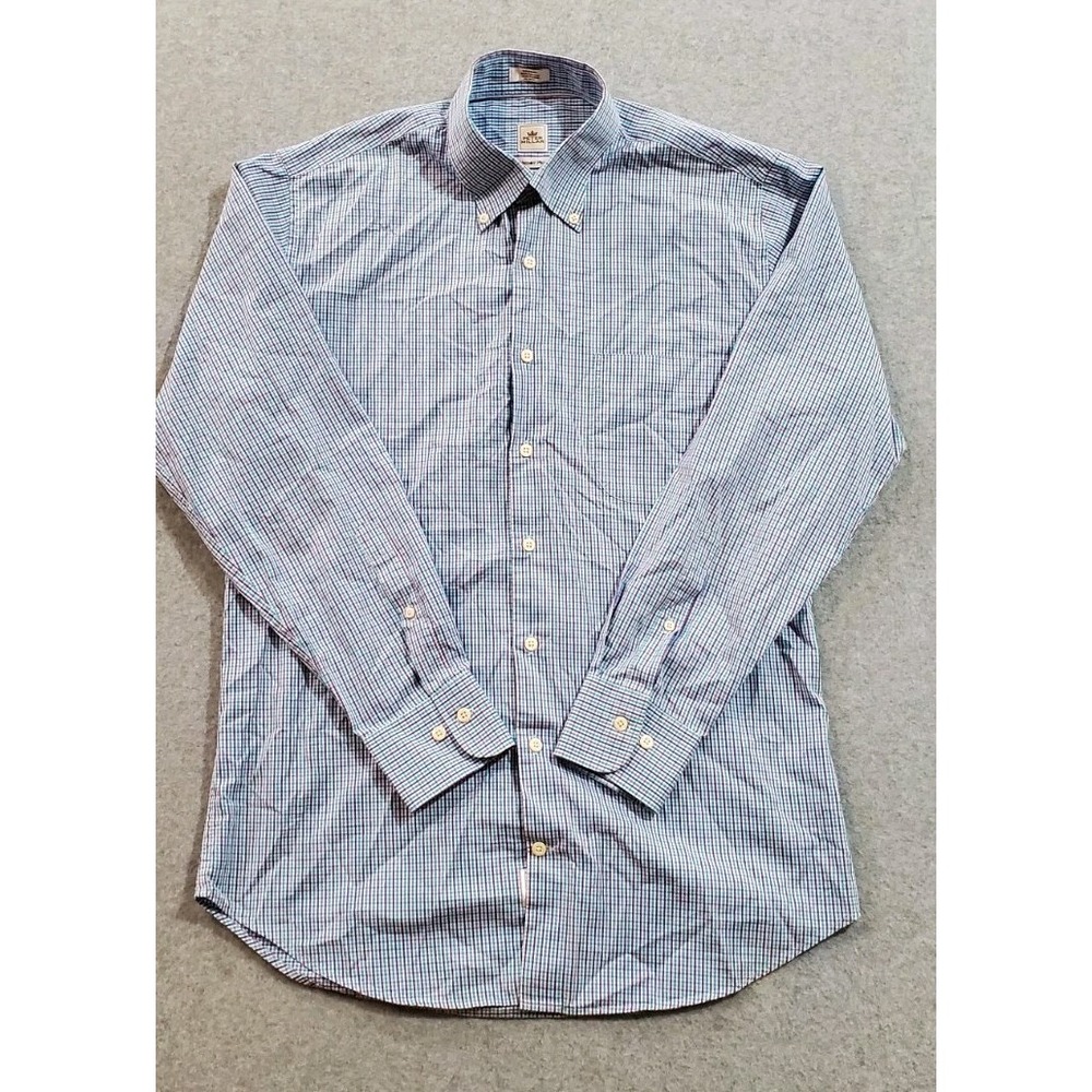 Peter Millar Men's Weekender Finish Plaid Medium Button Down Shirt 100% Cotton